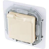 Розетка с заземлением без рамки Legrand Inspiria 1-м. крышка шторки IP44 слоновая кость картинка